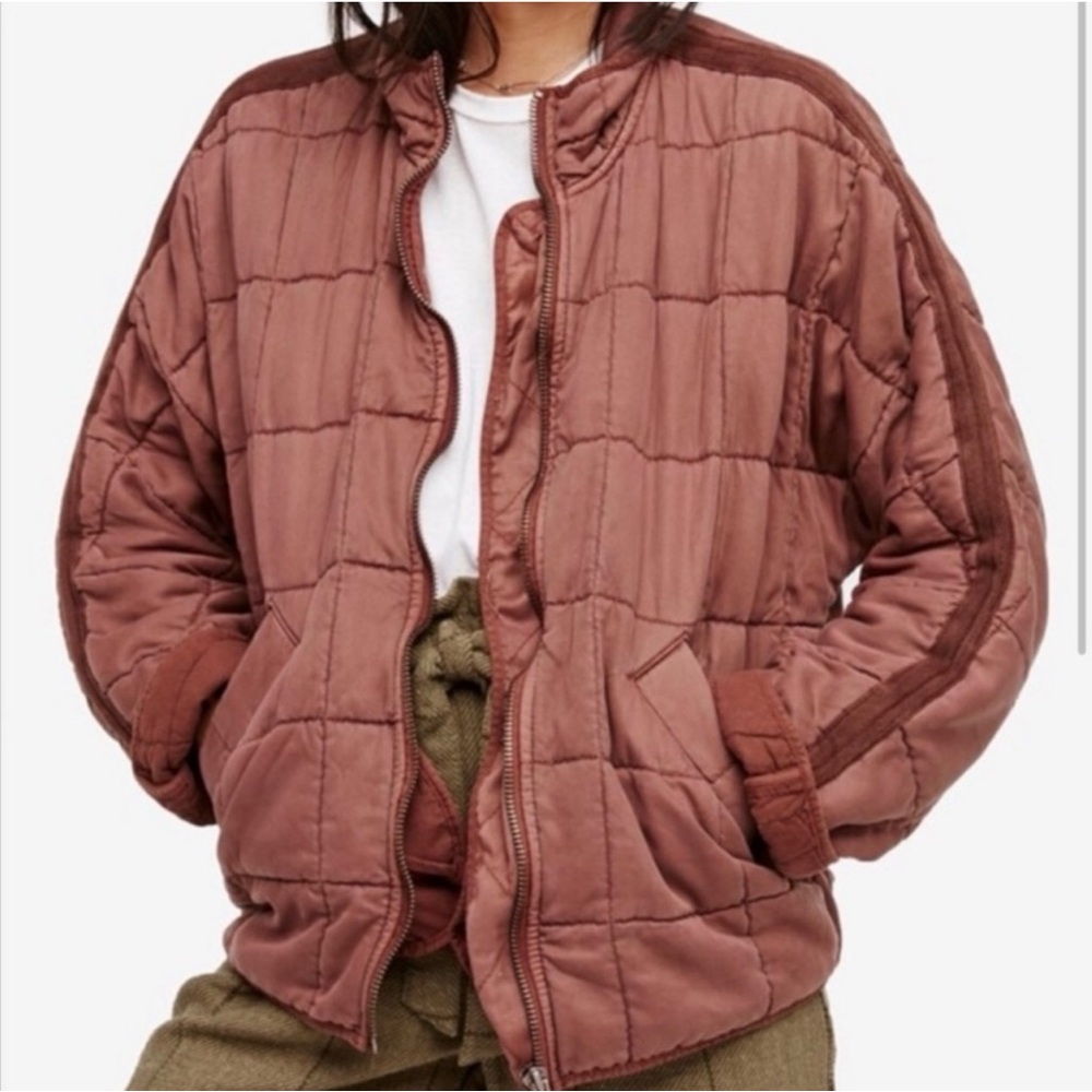 Free People Quilted Jacket in Brown
